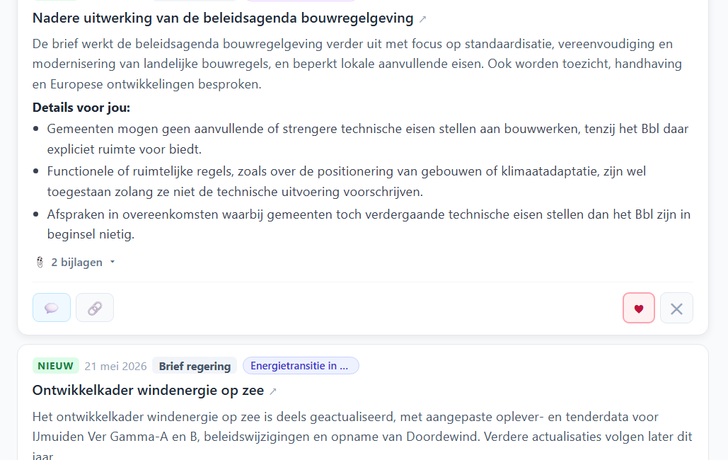 Dagelijkse selectie van Kamerstukken